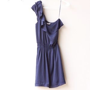 Chelsea and Violet Navy blue one shoulder dress